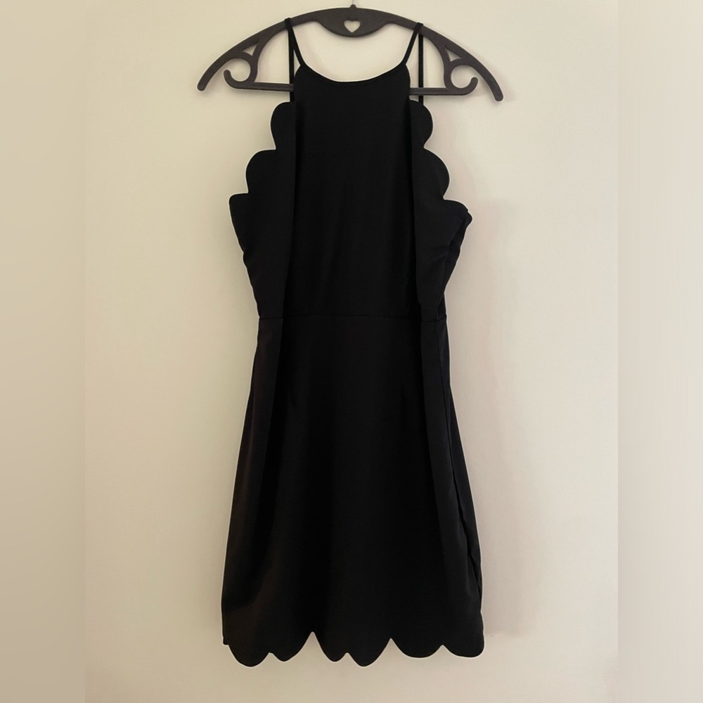 Vici black dress with scallop detail NWT